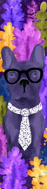 Free purple bookmark featuring a boston terrier in purple